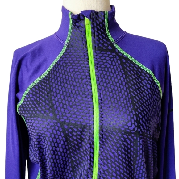NIKE Pro Top XL Quarter Zip Long Sleeve Purple Green Athletic Pullover - Picture 4 of 12
